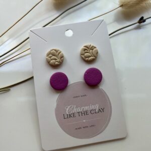 Studs - Beige/paars