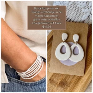 SEPTEMBERACTIE: Kiungo armbandje Irene + gratis setje Loa wit