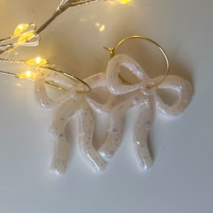 Feeststrikje glans wit (glitter)